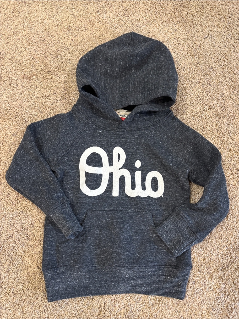 HOMAGE Kids Ohio Hoodie in Dark Heather Gray with White Script
